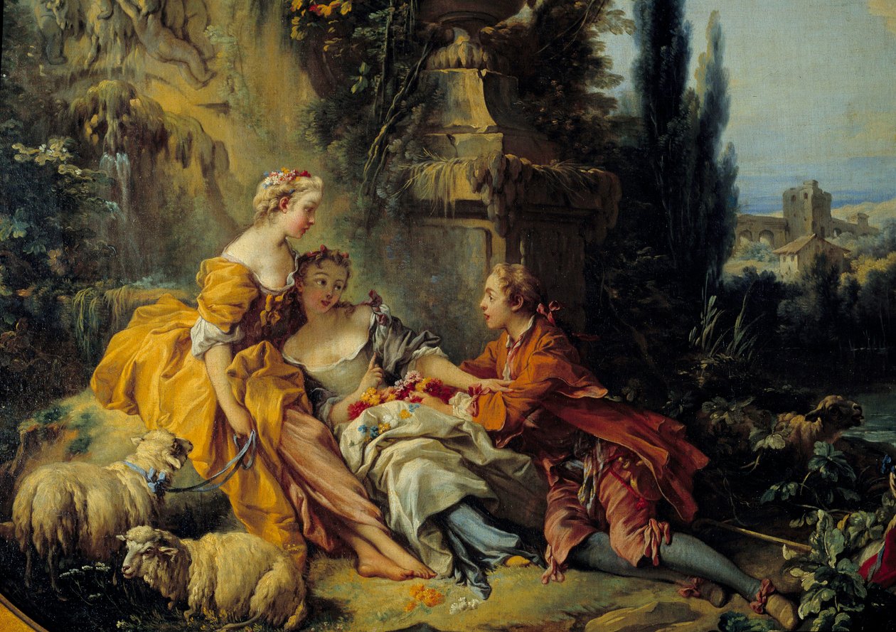 Rozmowa Champetre Obraz Francois Bouchera (1703-1770) XVIII wiek autorstwa François Boucher