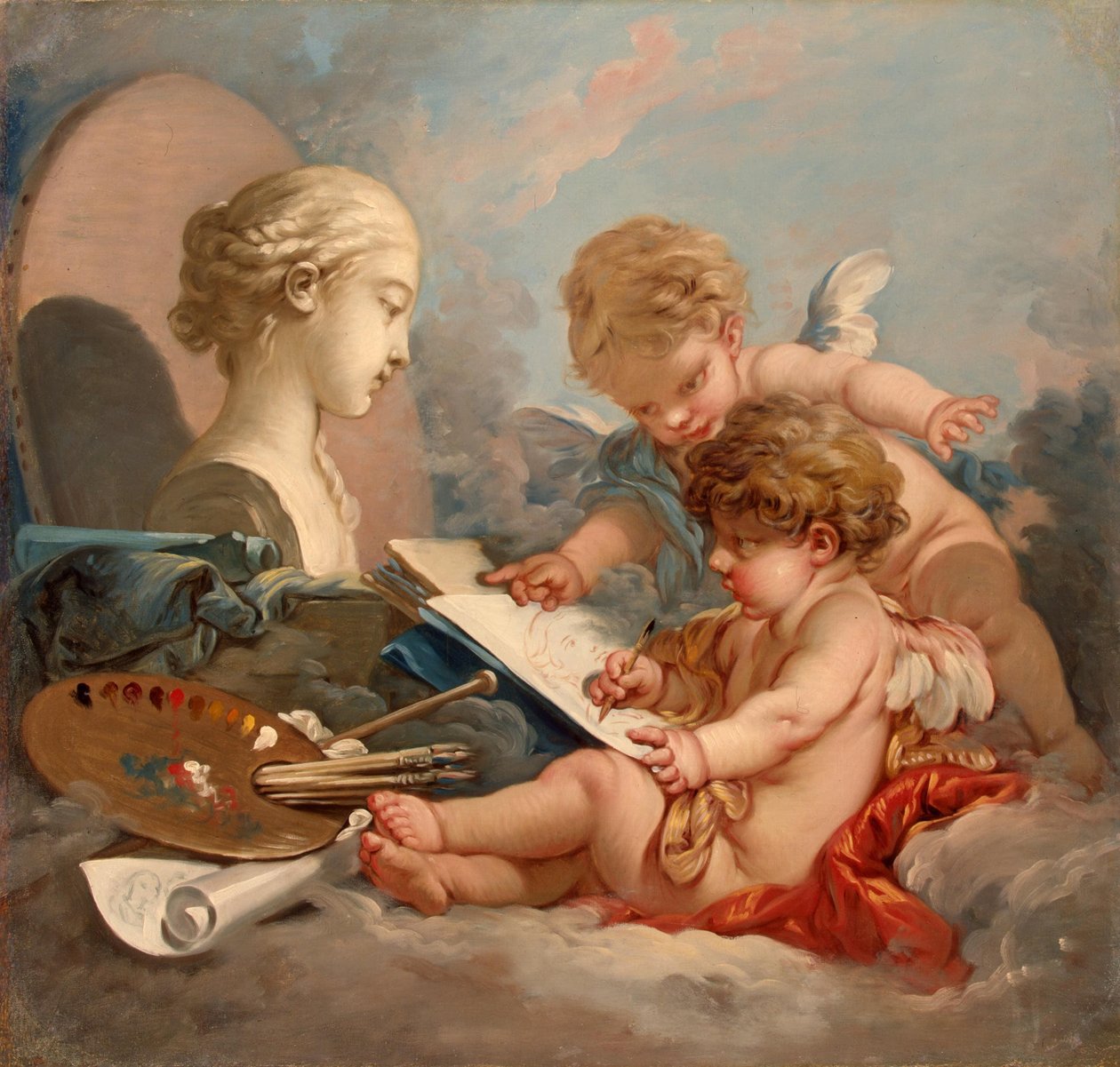 Kupidyny. Alegoria malarstwa autorstwa François Boucher
