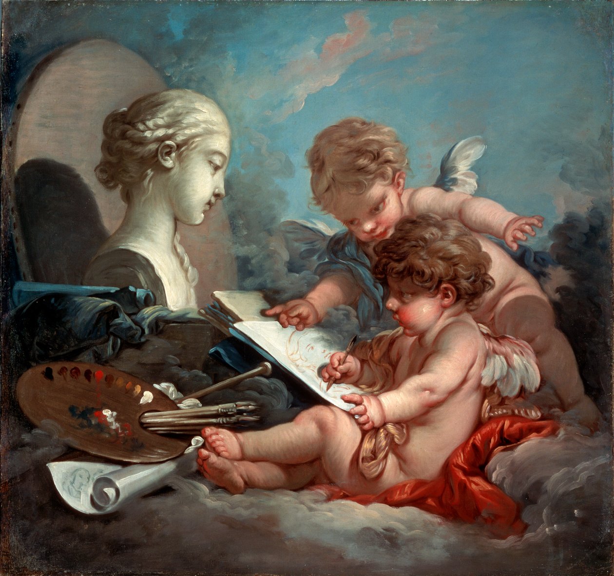 Amorki, alegoria malarstwa, lata 60. XVIII w. autorstwa François Boucher