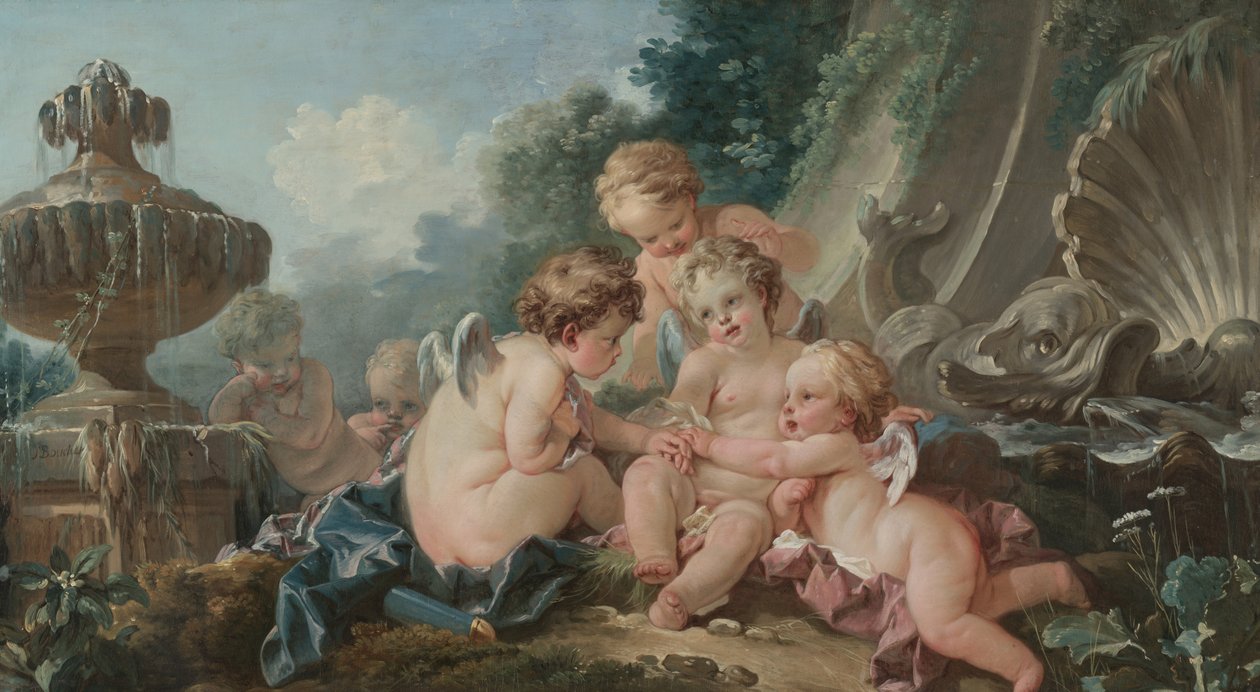 Amorki w spisku, lata czterdzieste XVIII wieku autorstwa François Boucher