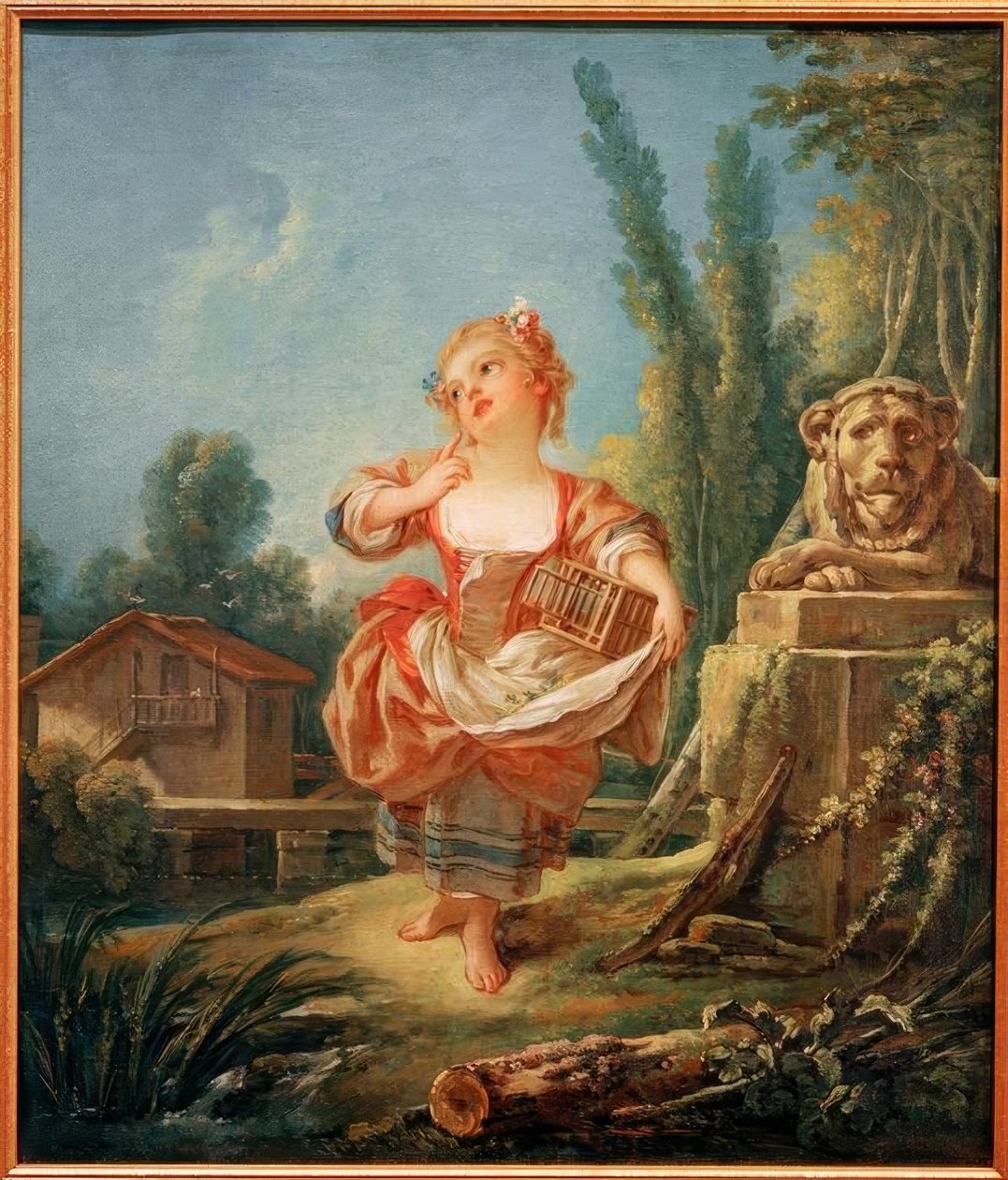 Dziewczyna z klatką dla ptaków autorstwa François Boucher