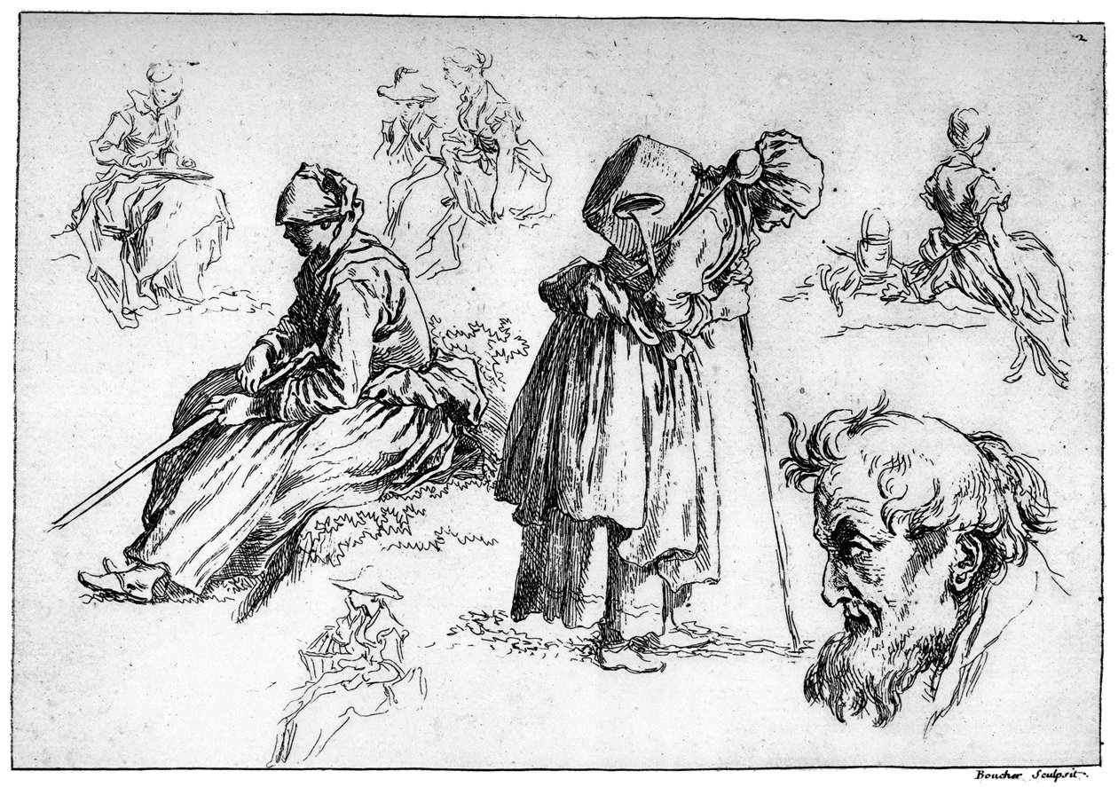 Różnorodne postacie, c1720-1770, 1924 autorstwa François Boucher