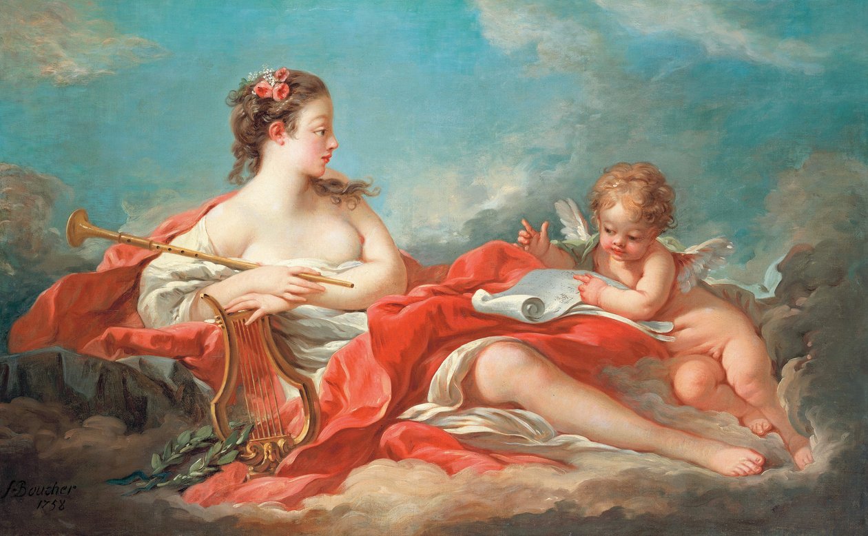Erato, muza poezji miłosnej autorstwa François Boucher
