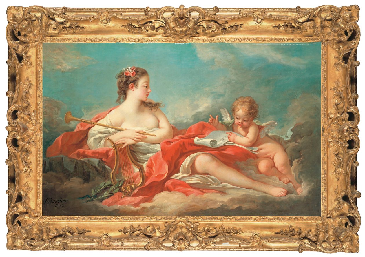 Erato, muza poezji miłosnej autorstwa François Boucher