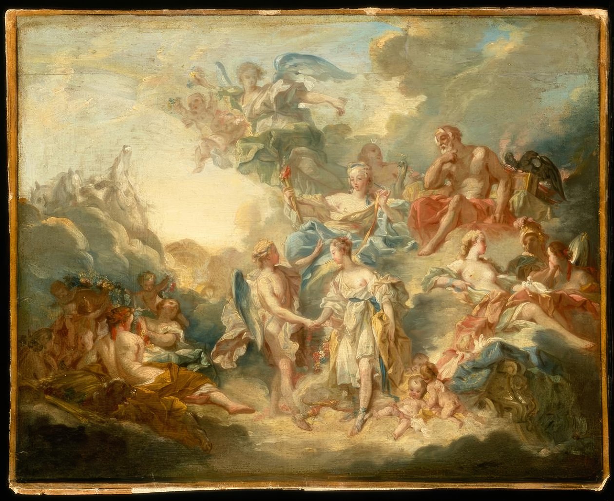 F.Boucher, ślub Kupidyna i Psyche / obraz, XVIII w. autorstwa François Boucher