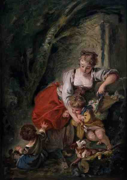 Rodzina, ok. 1750 (olej na papierze ułożony na płótnie) autorstwa François Boucher