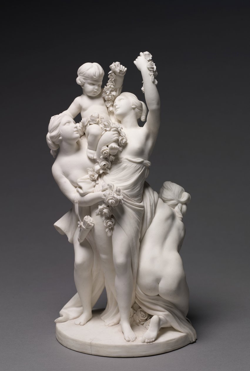 Figura miłości niesionej przez trzy łaski, wyprodukowana przez fabrykę Sèvres, 1768 autorstwa François Boucher