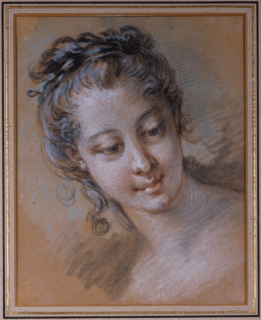 Głowa młodej dziewczyny, spoglądająca w prawo autorstwa François Boucher