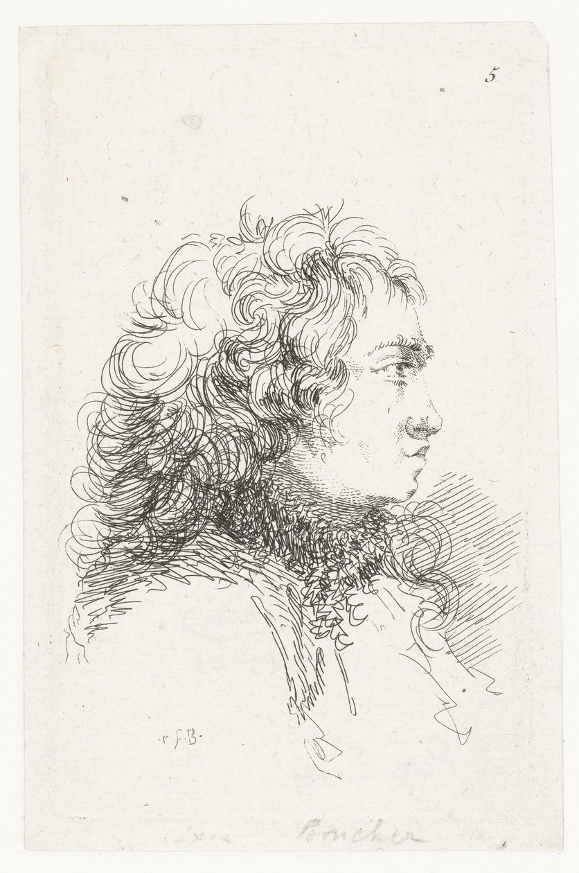 Głowa młodego człowieka Zestaw małych utworów rodzajowych i nagłówków autorstwa François Boucher