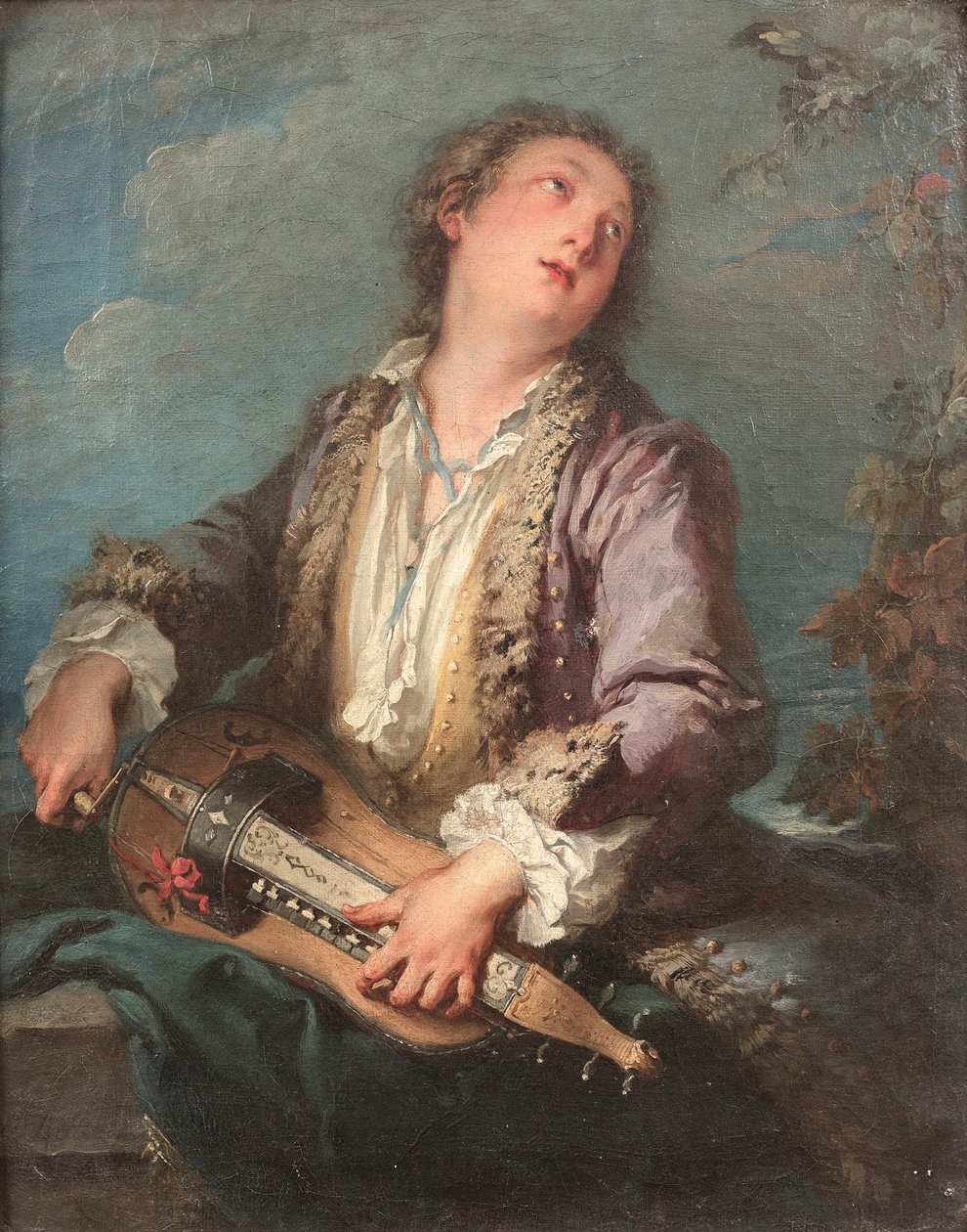 Grający na lirze korbowej autorstwa François Boucher