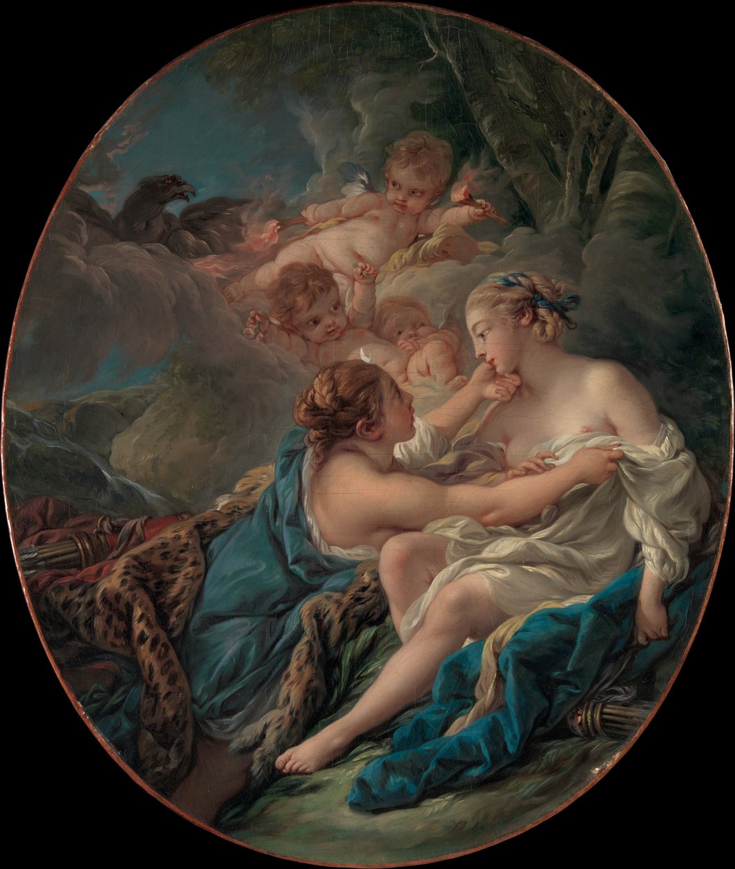 Jowisz w przebraniu Diany i Callisto, 1763 autorstwa François Boucher