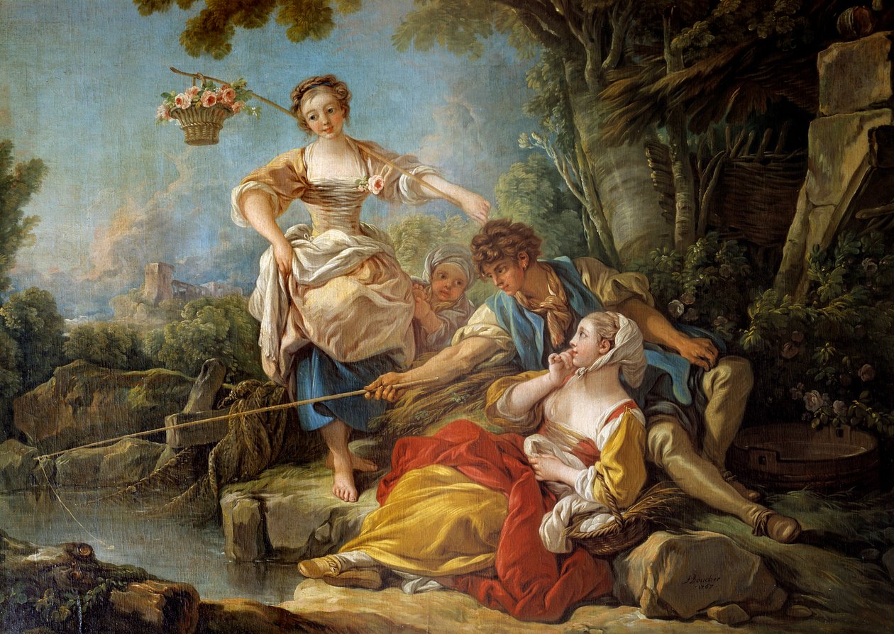 Wędkarstwo linowe Obraz Francois Bouchera (1703-1770) 1767 Nd. 1,5x1,8m autorstwa François Boucher