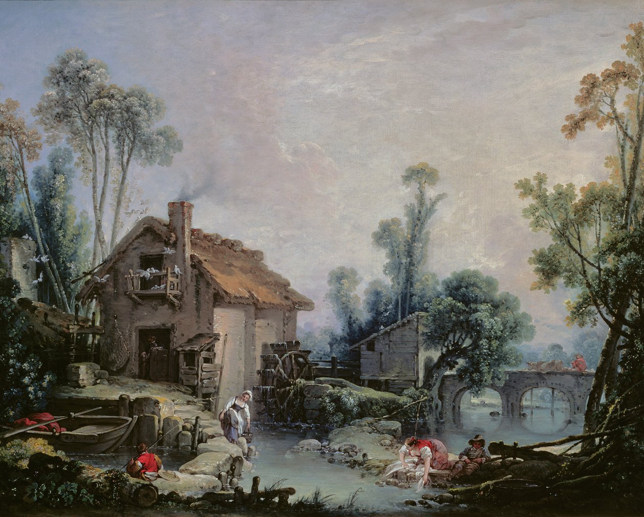 Krajobraz z młynem wodnym, 1755 autorstwa François Boucher