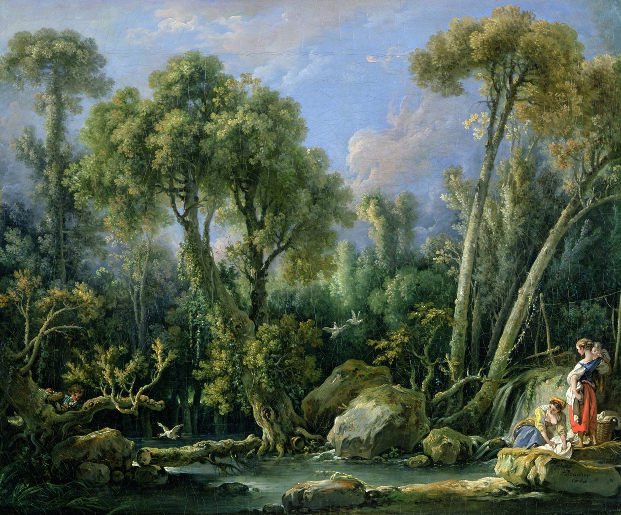 Praczki w krajobrazie, 1760 autorstwa François Boucher