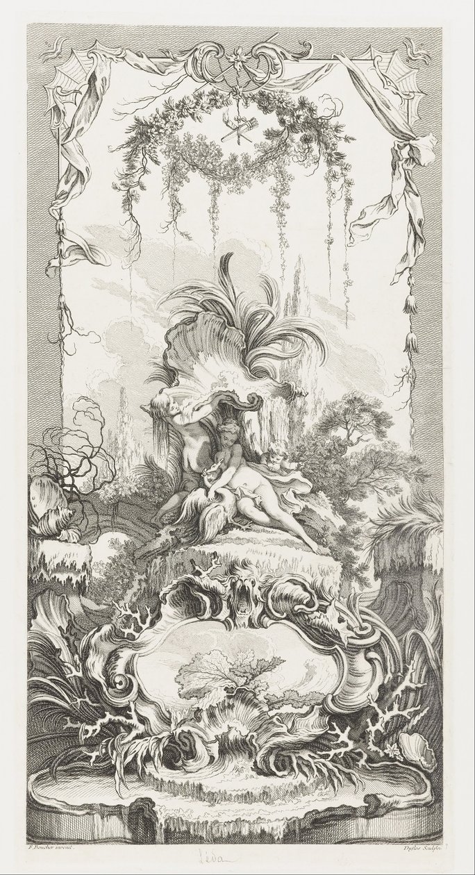 Léda w Nowe koncepcje ekranów [Morceaux pour des paravents] autorstwa François Boucher