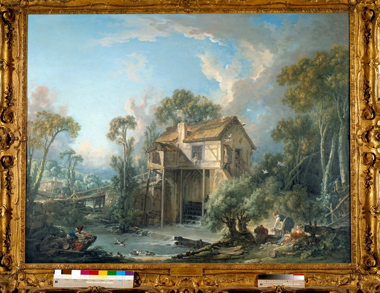 Le Moulin de Quiquengrogne w Charenton w 1758 r. Obraz Francois Bouchera (1703-1770) 1758 Toledo. Muzeum Sztuki autorstwa François Boucher