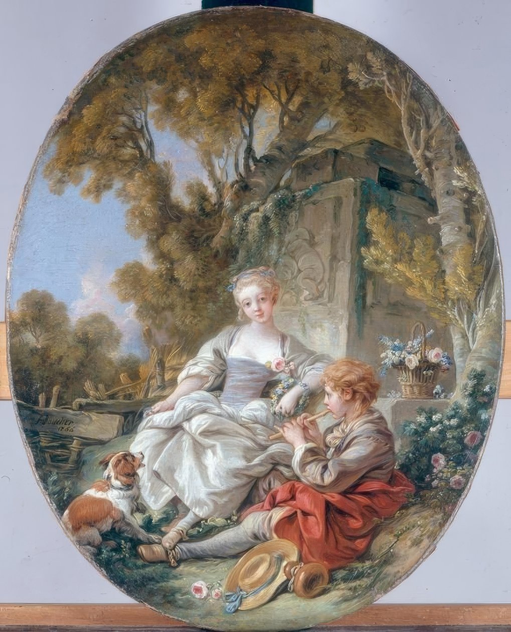 Gracz flageolet autorstwa François Boucher