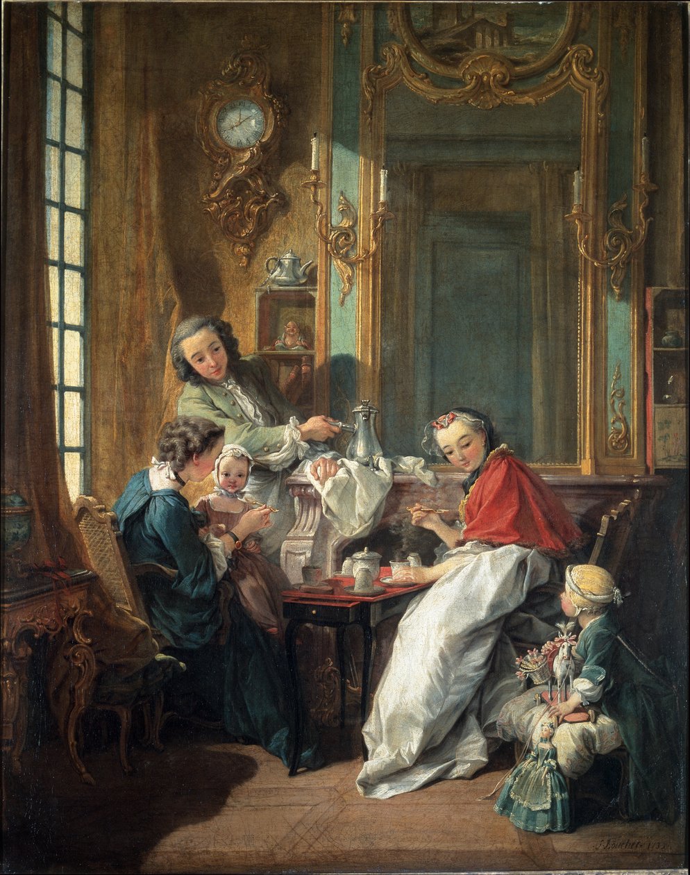 Scena obiadowa w mieszczańskim wnętrzu autorstwa François Boucher