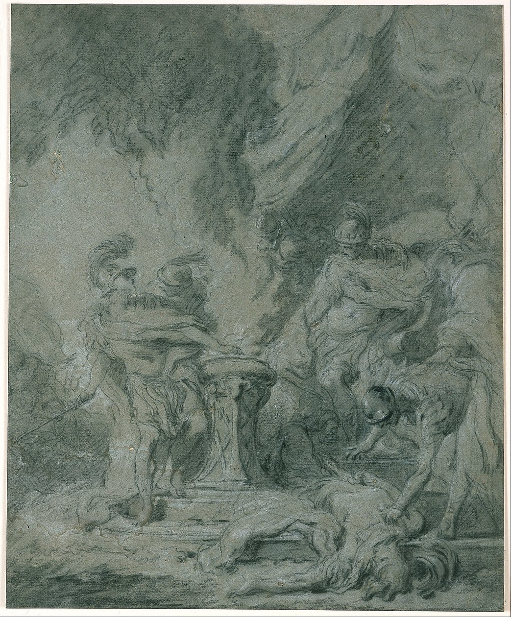 Mucius Scaevola wkłada rękę do ognia autorstwa François Boucher