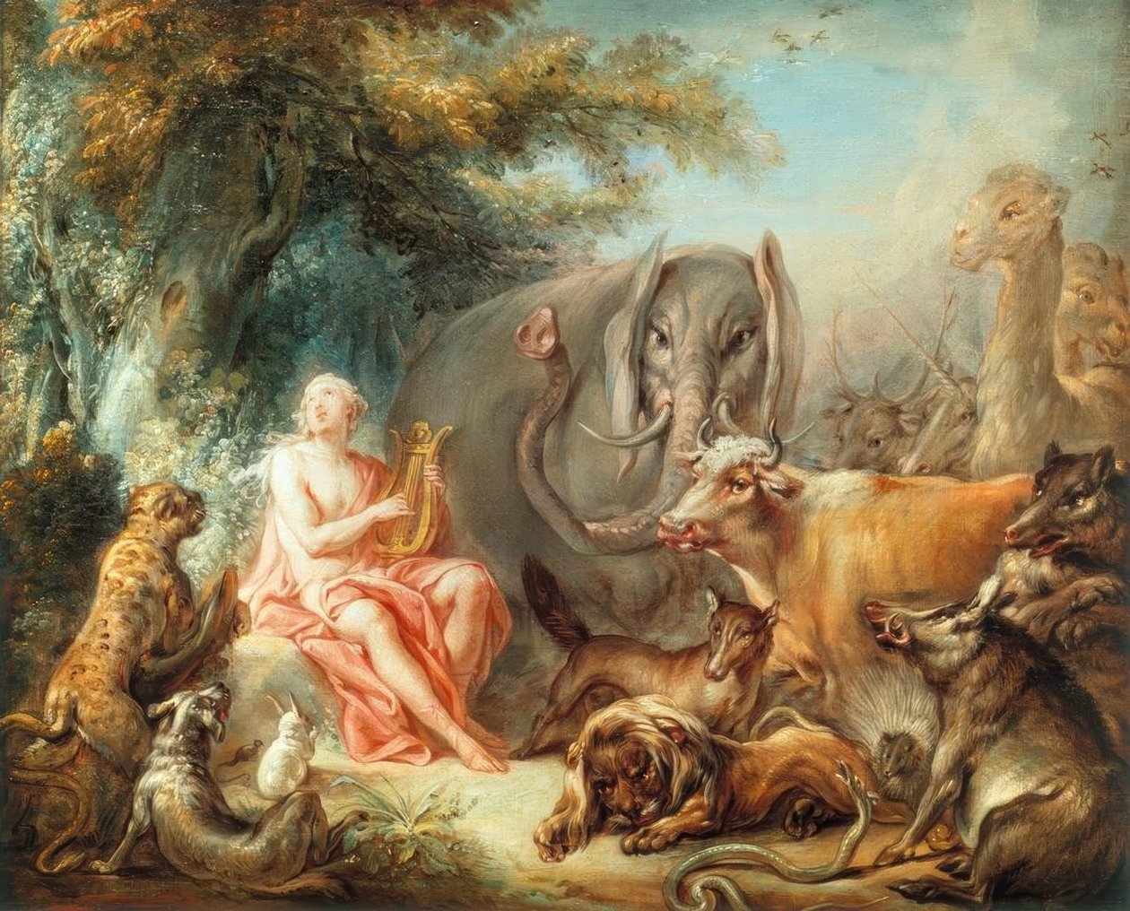 Orfeusz oczarowuje zwierzęta autorstwa François Boucher