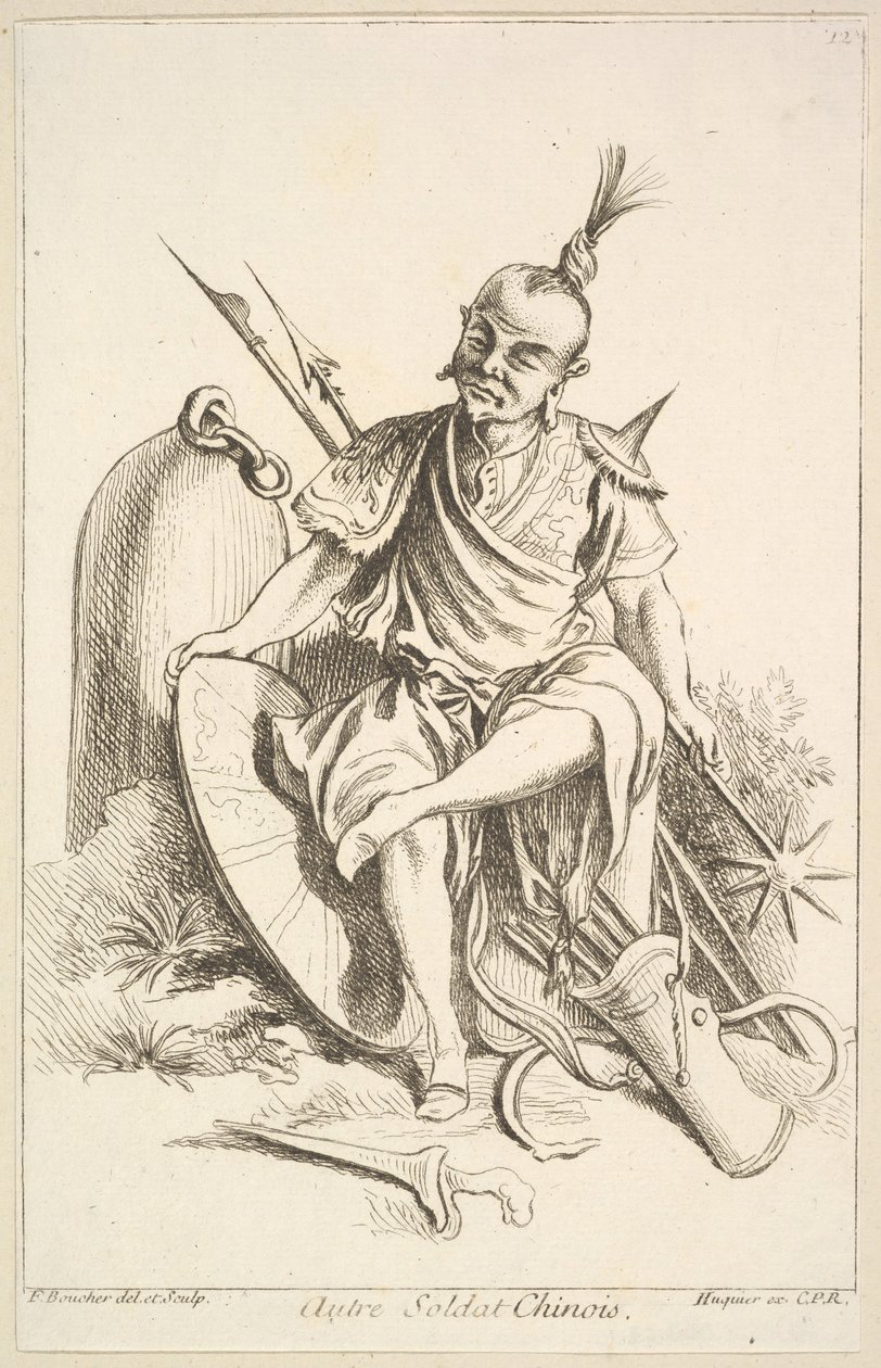 Inny chiński żołnierz, 1738-45. autorstwa François Boucher