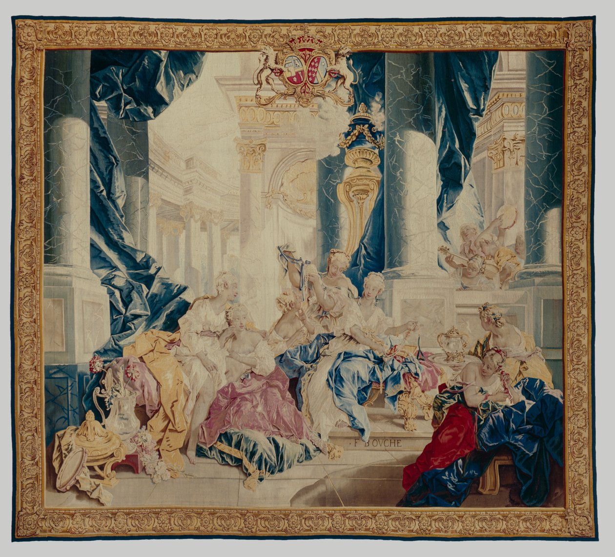 Psyche pokazująca swoje skarby siostrom, 1744-46 (wełna i jedwab) autorstwa François Boucher