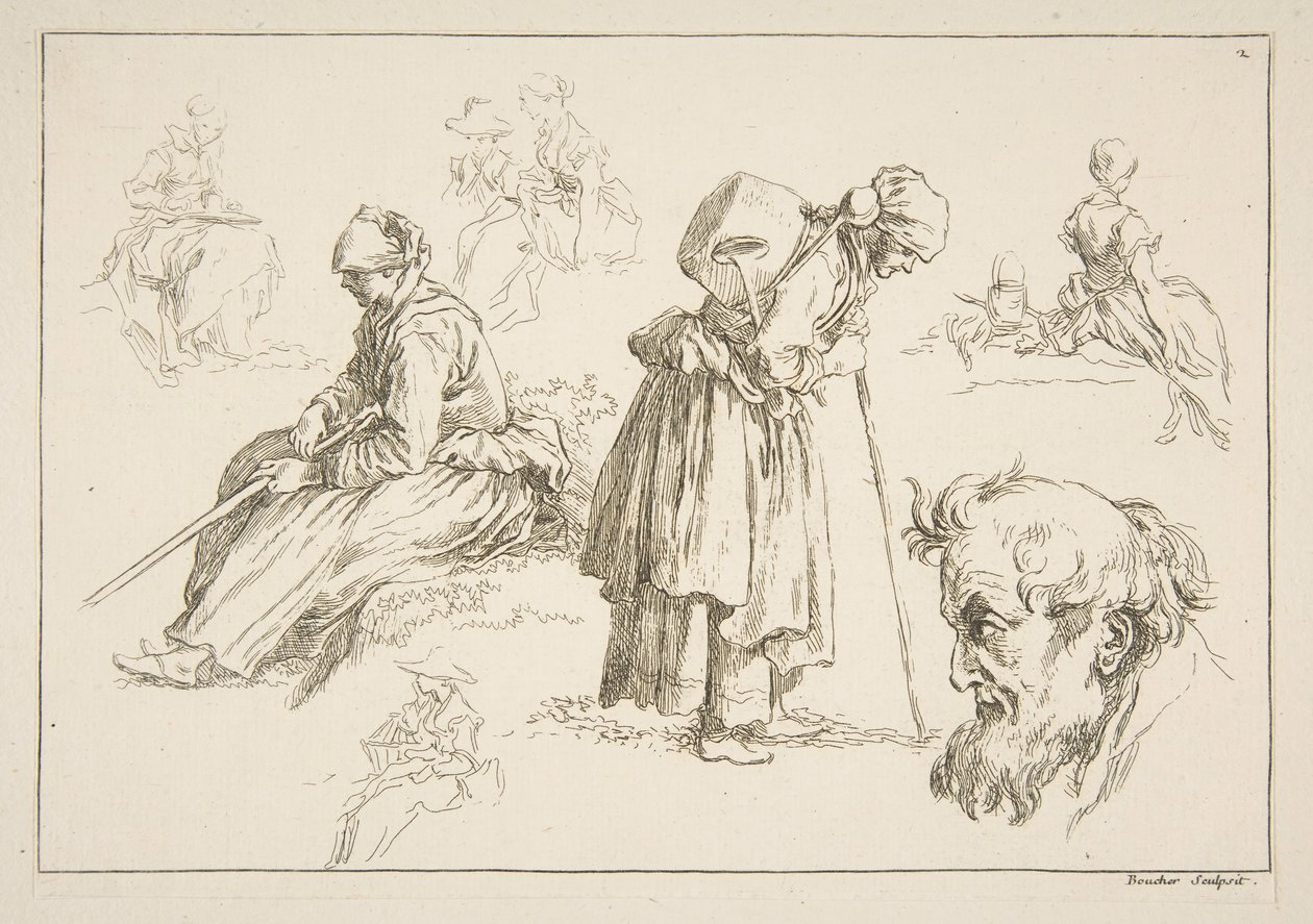 Arkusz szkiców, 1753. autorstwa François Boucher