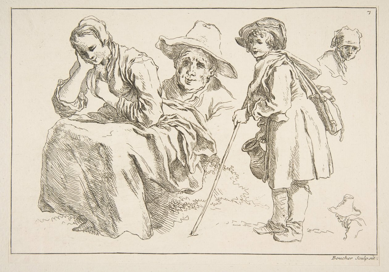 Arkusz szkiców, 1753. autorstwa François Boucher