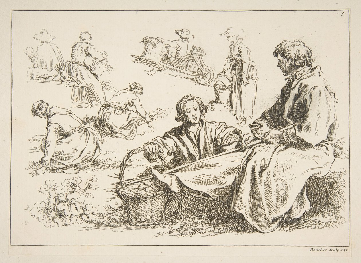 Arkusz szkiców, 1753. autorstwa François Boucher