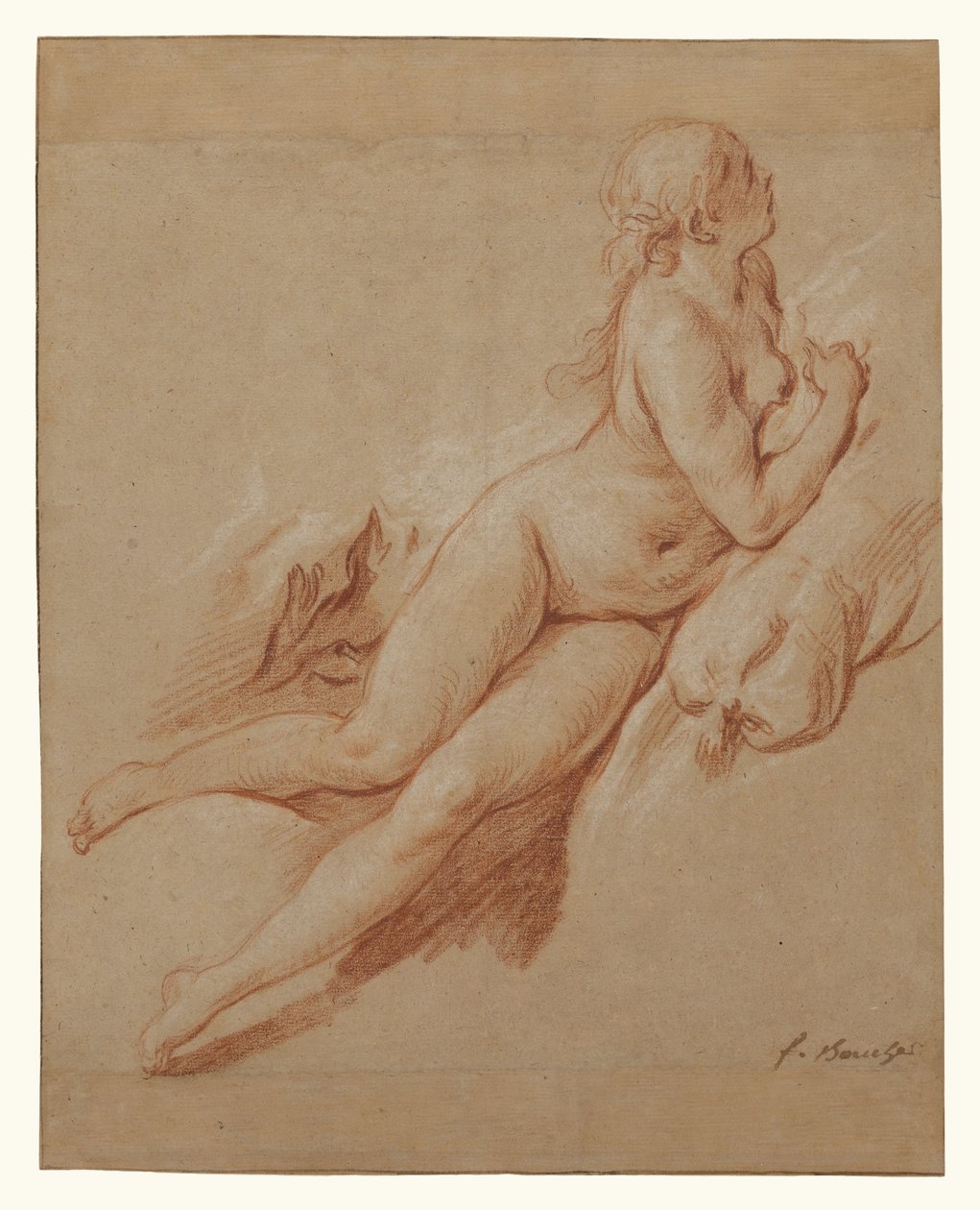 Studium leżącego aktu autorstwa François Boucher