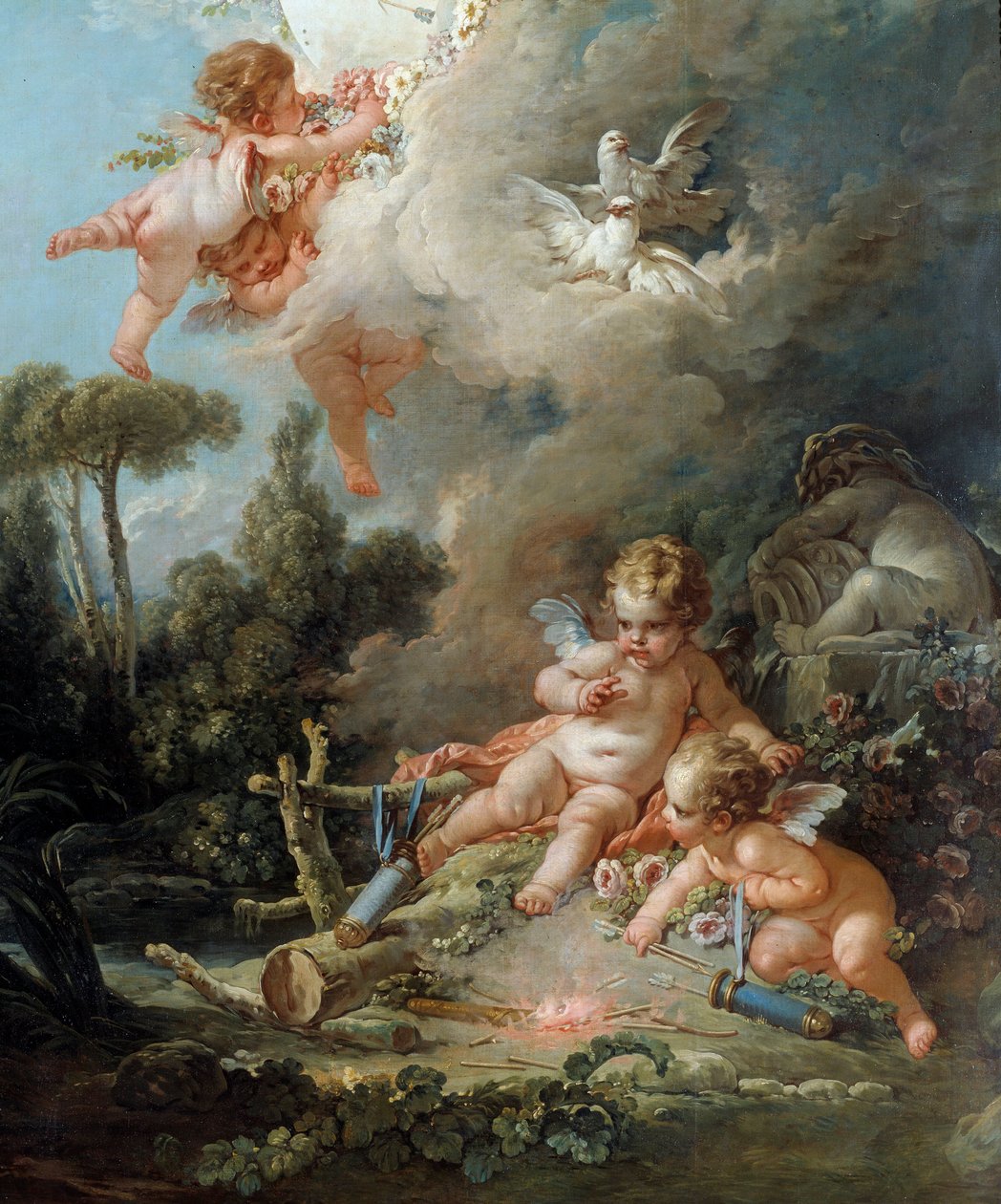 Cel miłości z detalami anioła. Obraz Francois Bouchera (1703-1770) 1758 Nd. 2,58x1,67m Paryż, autorstwa François Boucher