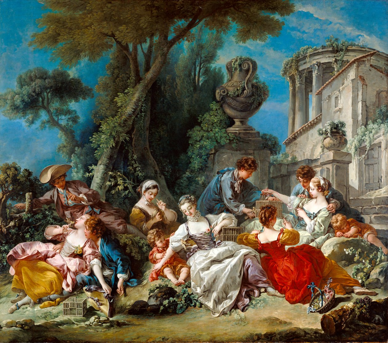 Łapacze ptaków, 1748 autorstwa François Boucher