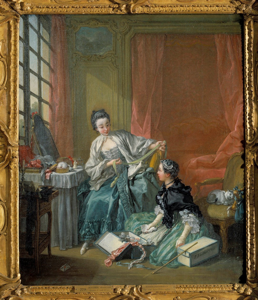 Obraz kupca mody autorstwa Francois Bouchera (1703-1770). 1746. Sztokholm. Muzeum Narodowe autorstwa François Boucher