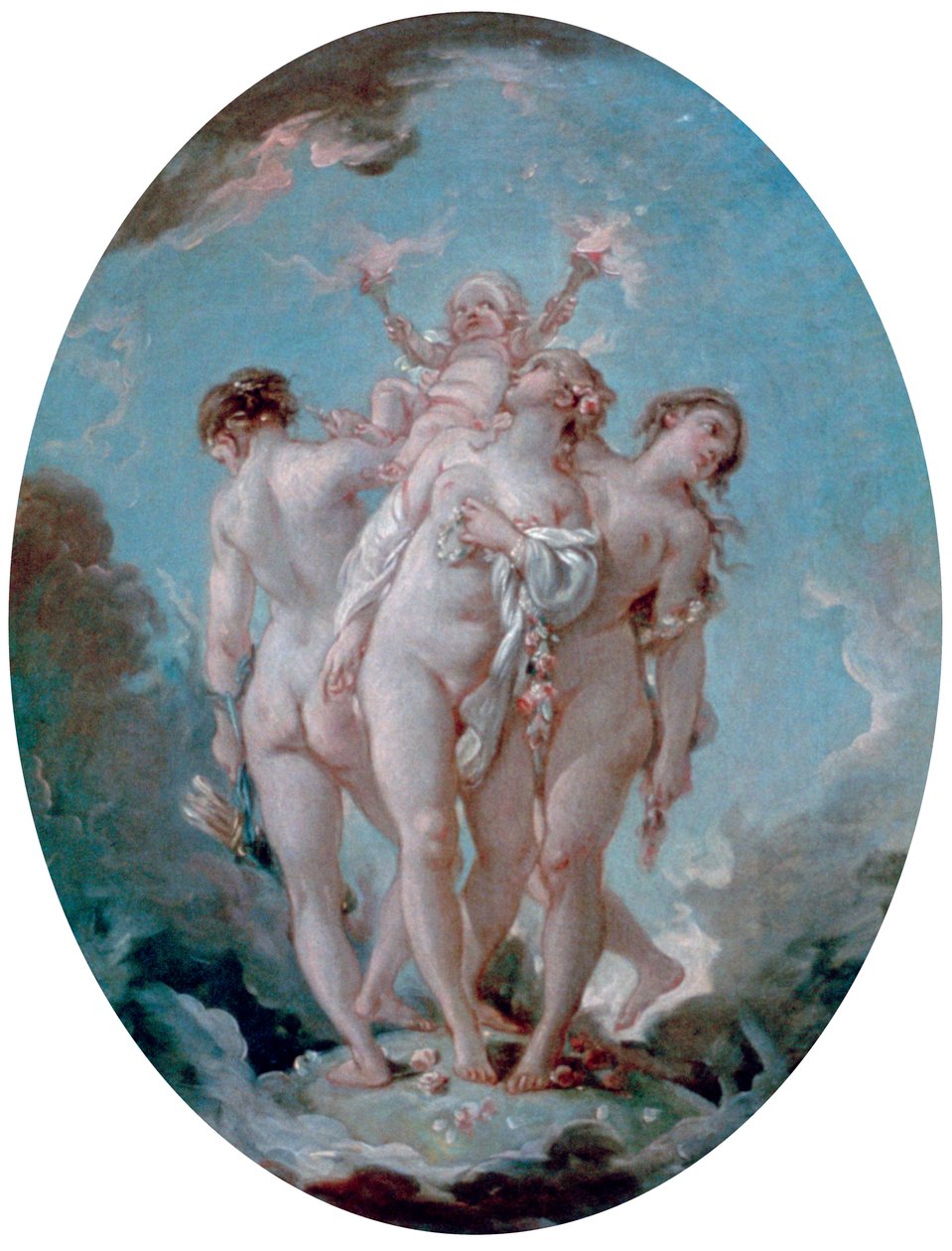 Trzy Gracje, c1725-1770 autorstwa François Boucher