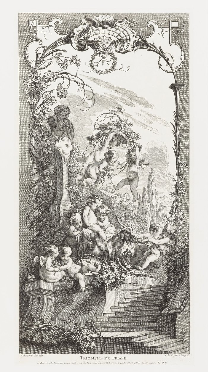 Triomphe de Priape [Triumf Priapusa] w Nouveaux Morceaux pour des Paravents [Nowe koncepcje ekranów] autorstwa François Boucher