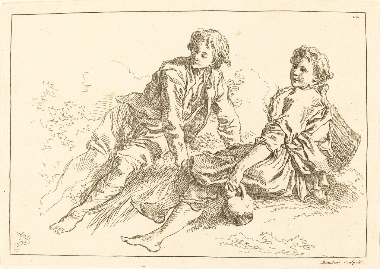 Leżący pasterze autorstwa François Boucher after Abraham Bloemaert
