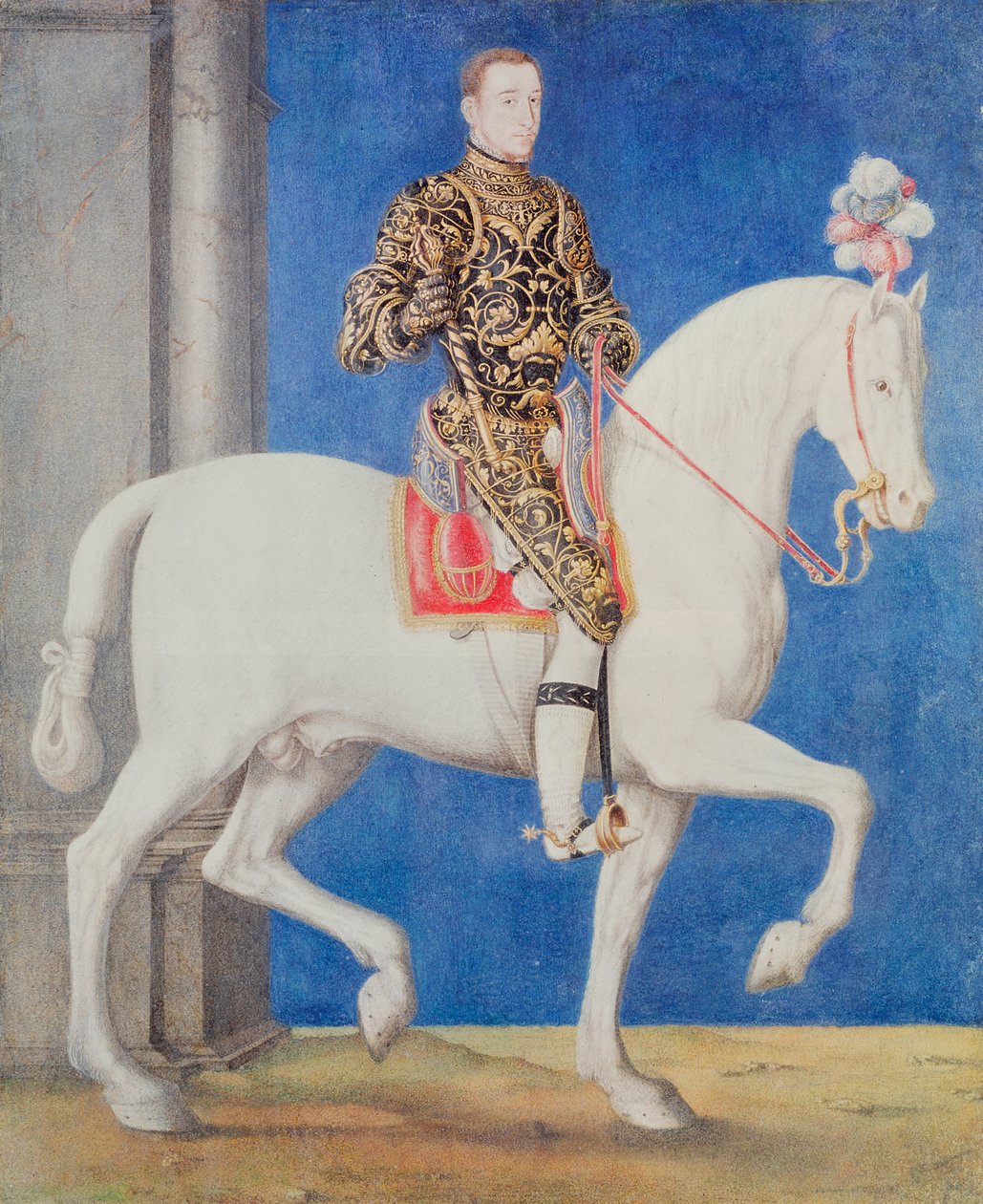 Portret jeździecki przypuszczalnie przedstawiany przez Delfina Henryka II (1519-59) ok. 1543 r. autorstwa François Clouet