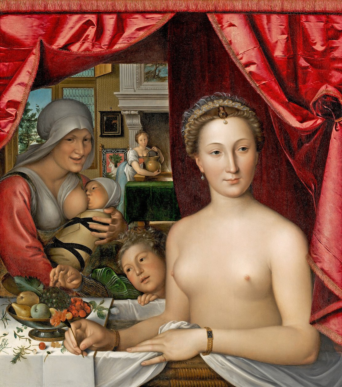 Francuski:  Dame au bain Dama w kąpieli (ang. A Lady in Her Bath)
Diane de Poitiers autorstwa François Clouet