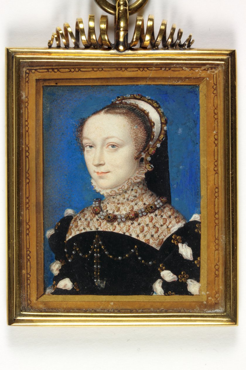 Lady Elizabeth Fitzgerald, hrabina Lincoln (akwarela i farba do ciała na welinie) autorstwa François Clouet