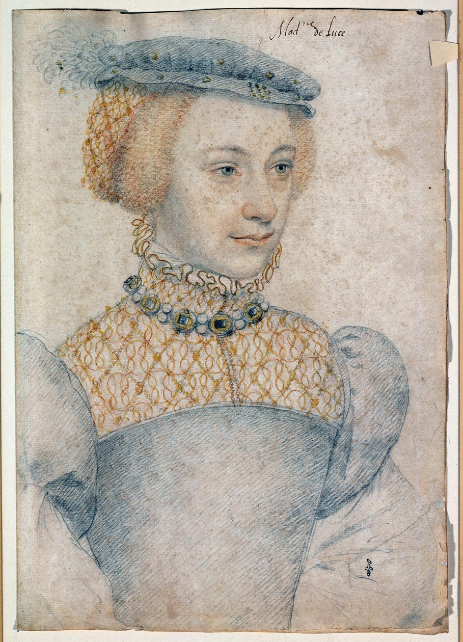 Portret Anny de Pisseleu, żony Ludwika de Coesmes, Pana Lucé (1520 -? ). Rysunek z czarnym kamieniem i krwią Francois Clouet (1515-1572) autorstwa François Clouet