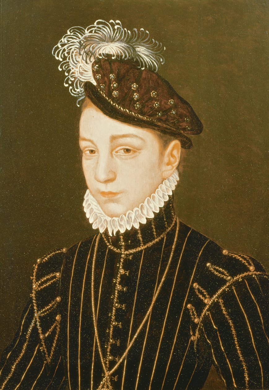 Portret Karola IX (panel) (związany z rysunkiem w Ermitażu w Petersburgu) autorstwa François Clouet