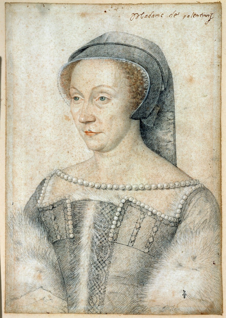 Portret Diany de Poitiers, księżnej Valentinois (1499-1566). Rysunek z czarnym kamieniem i krwią Francois Clouet (1515-1572) autorstwa François Clouet