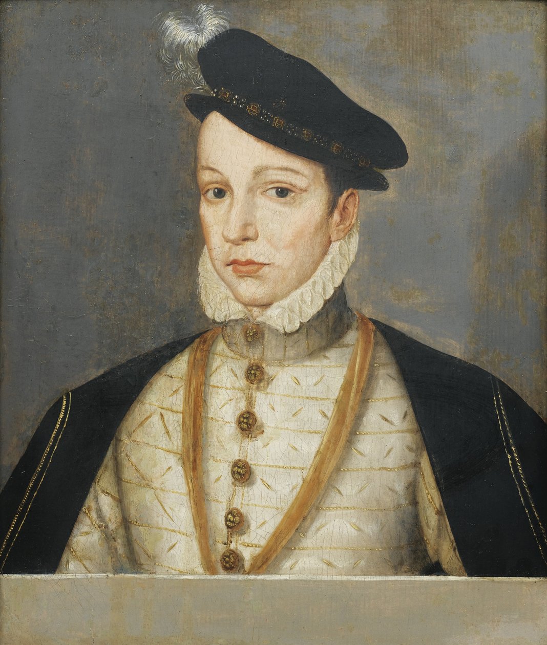 Portret króla Francji Karola IX 1550-1574, koniec XVI wieku autorstwa François Clouet
