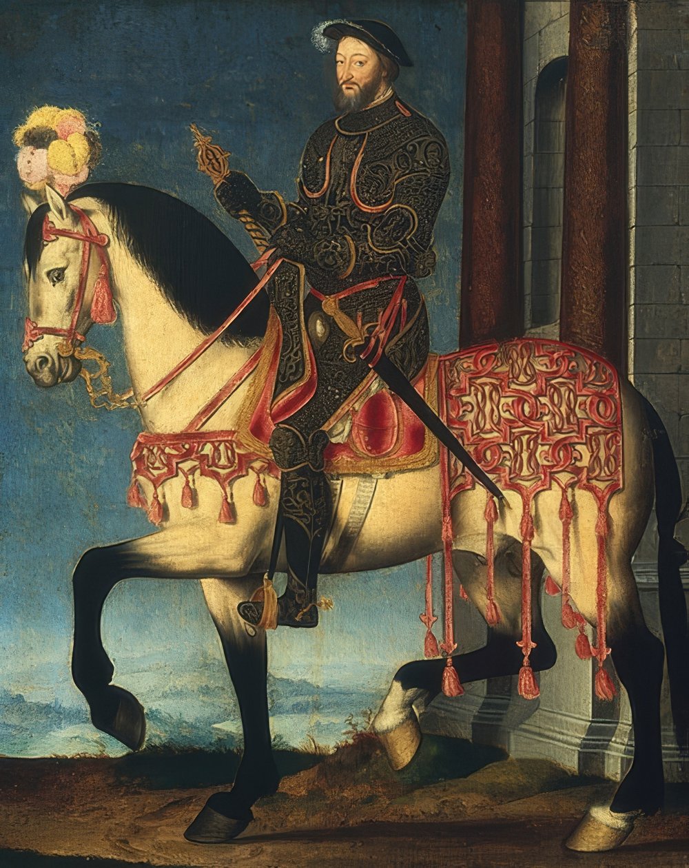 Portret konny Franciszka I, króla Francji. Około 1540 autorstwa François Clouet