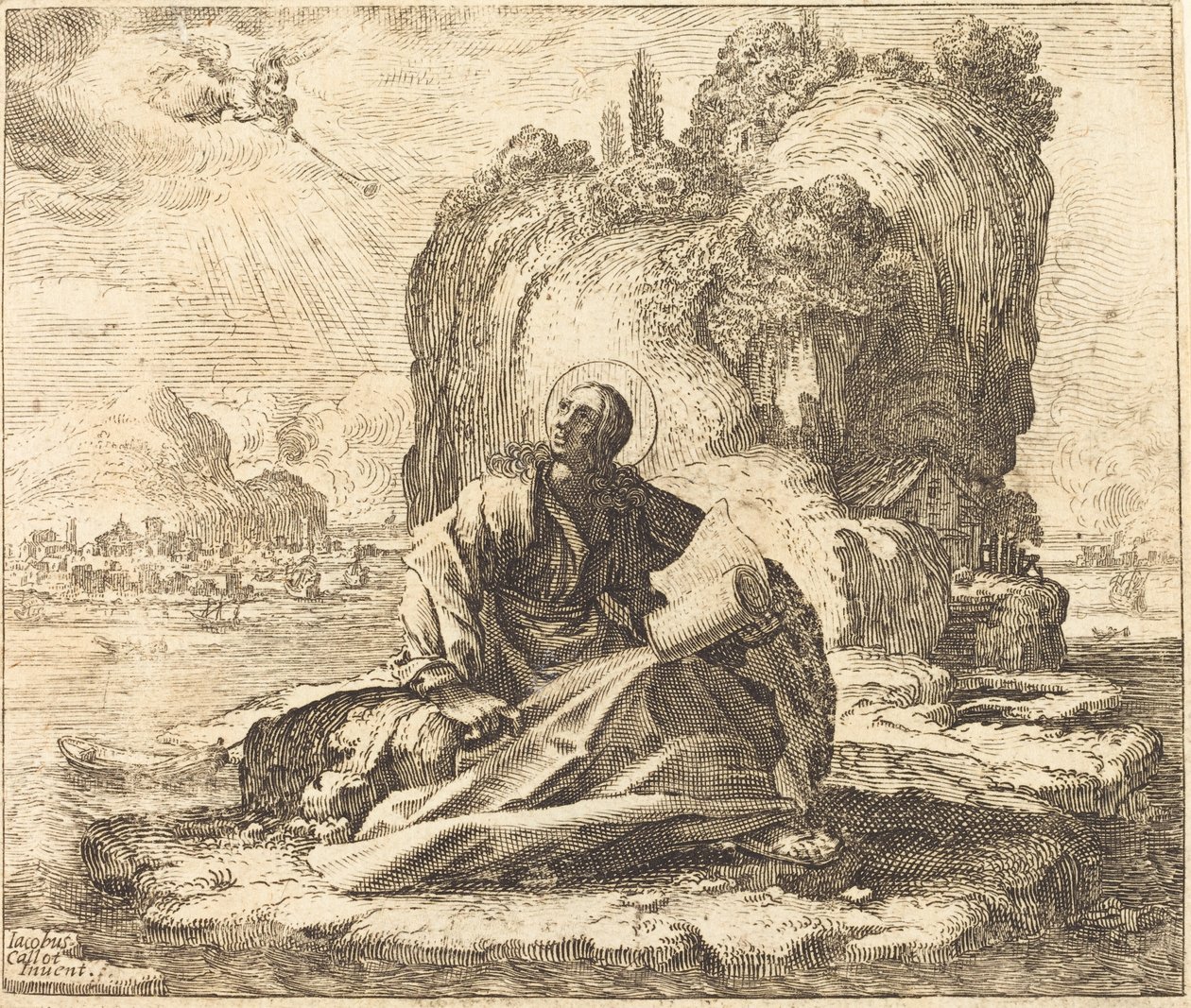 Święty Jan na wyspie Patmos autorstwa François Collignon after Jacques Callot