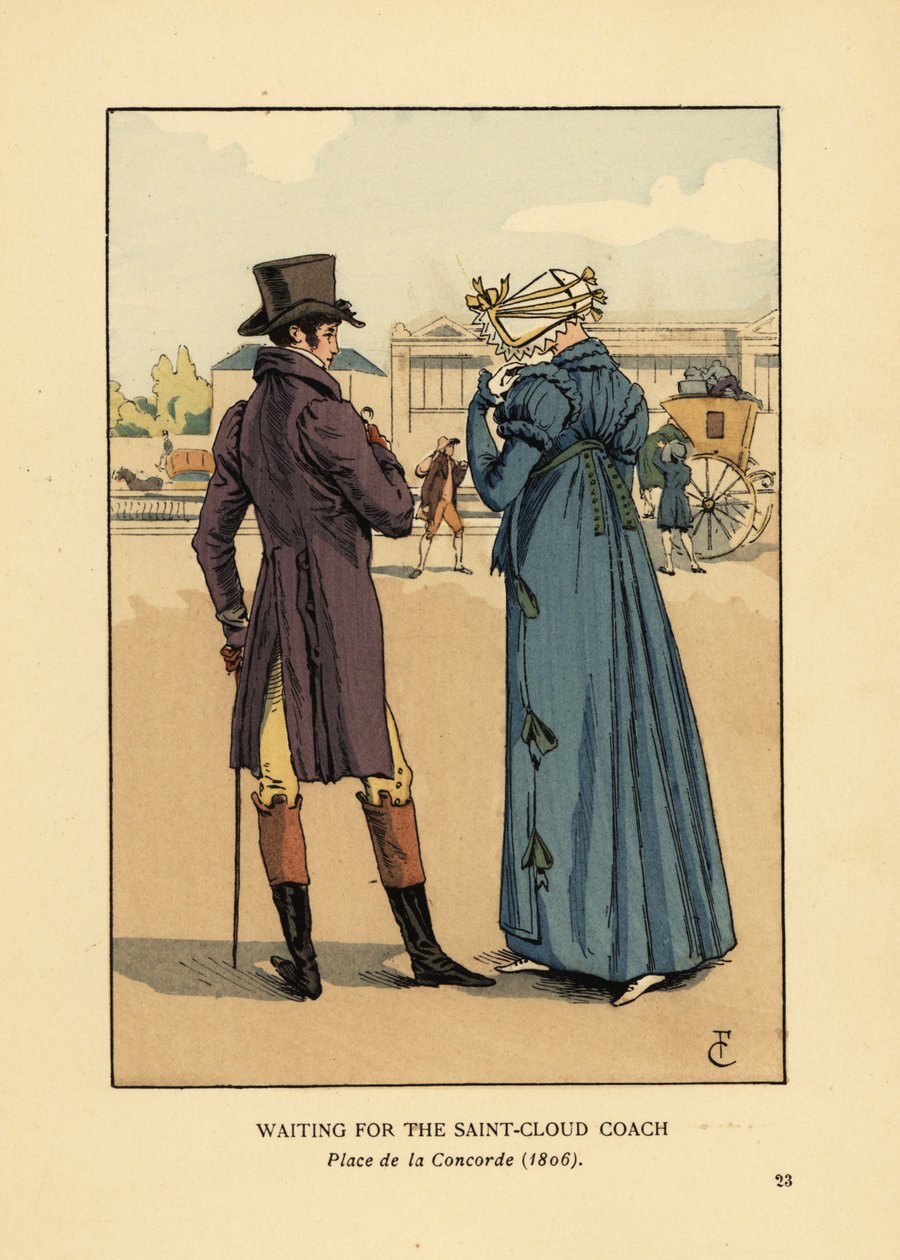 Para czeka na autokar Saint-Cloud, Place de la Concorde autorstwa François Courboin