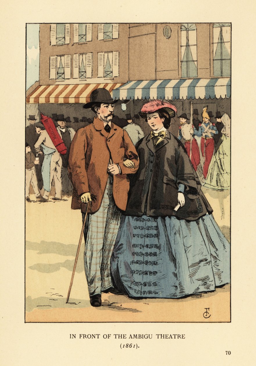 Modna para przed Teatrem Ambigu autorstwa François Courboin