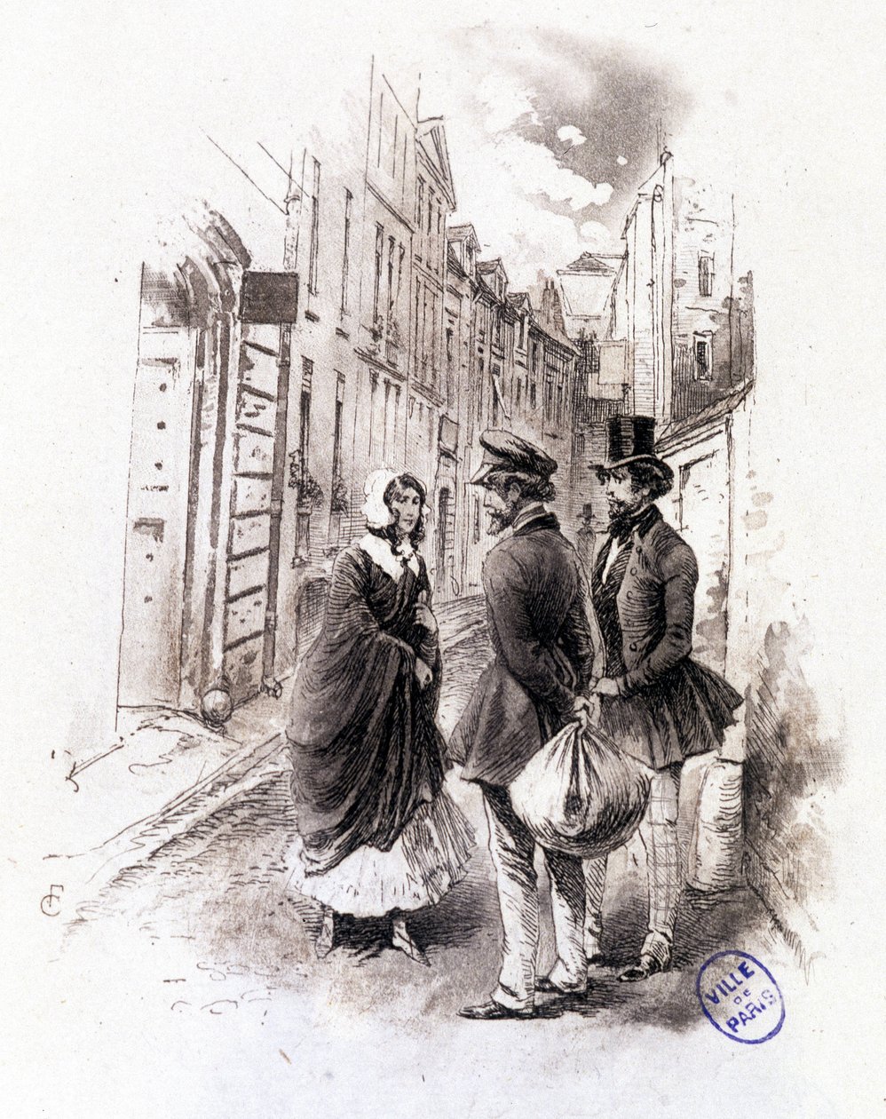 Ilustracja „” Profile of grisette””” nowego należącego do Receuil „”Mimi de Pinson”” autorstwa Alfreda de Musseta autorstwa François Courboin