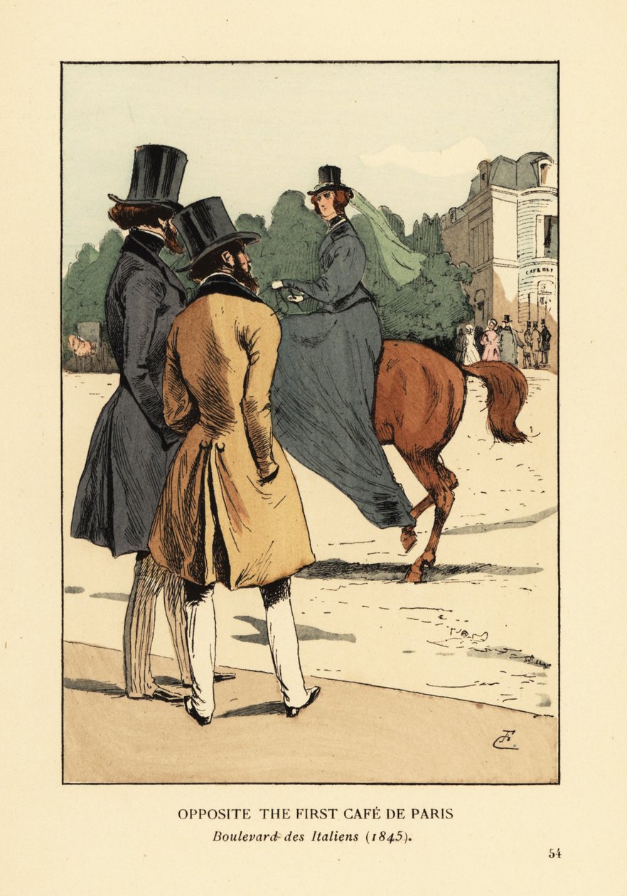 Naprzeciw pierwszej Cafe de Paris, Boulevard des Italiens autorstwa François Courboin