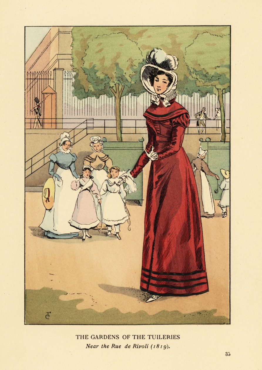 Kobieta spacerująca po ogrodach Tuileries, w pobliżu rue de Rivoli autorstwa François Courboin